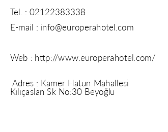 Europera Hotel iletiim bilgileri